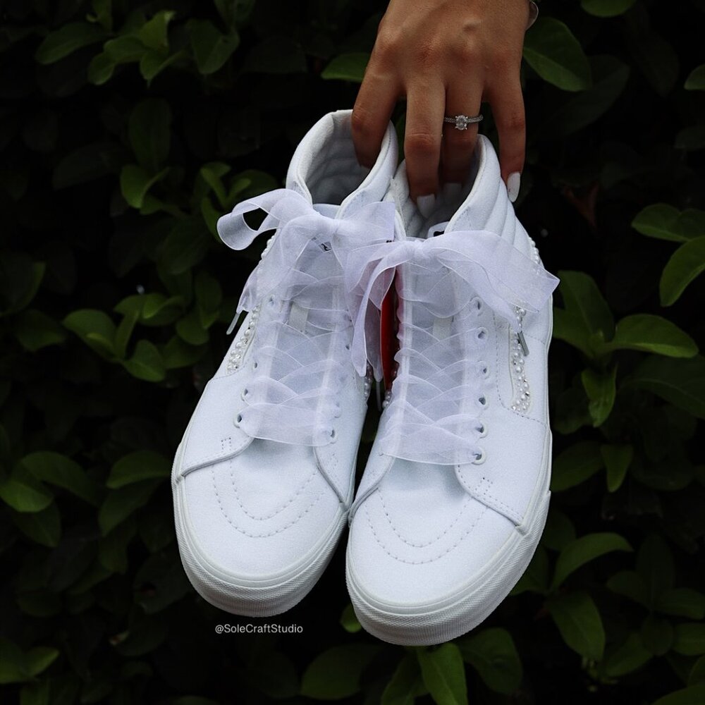 Wedding Sneakers for the Bride - Personalized Bridal Shoes - Vans Sk8-Hi Canvas - Picture 11 of 13
